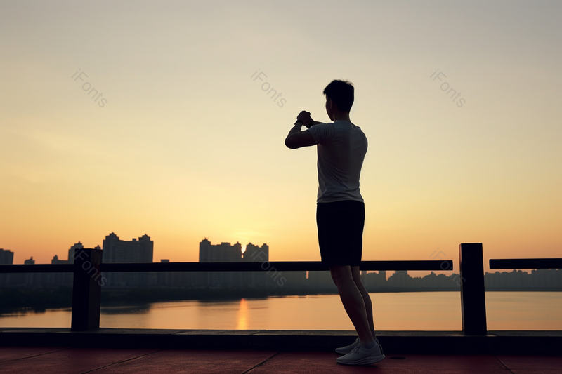 夕阳下运动拉伸的黑色剪影清晰的摄影图高清的图片,高清,摄影图,摄影图片,图片大全,摄影图免费下载